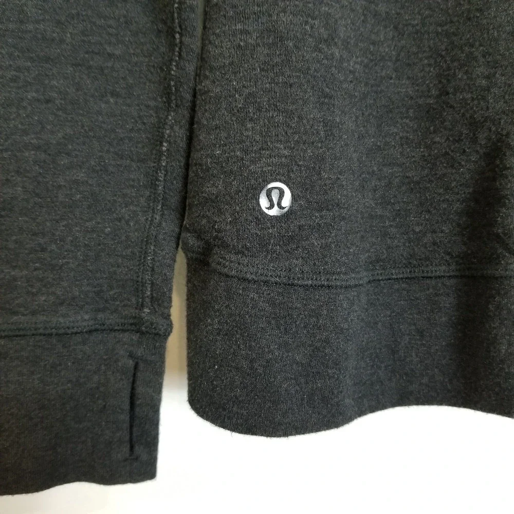 Lululemon In A Cinch Reversible Sweater Sweatshirt Sz 4 Striped Grey High Neck‎